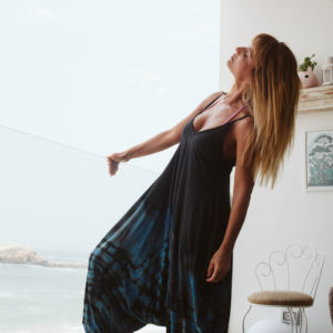 Vestido Jersey licra largo Niihau - Pintado a mano